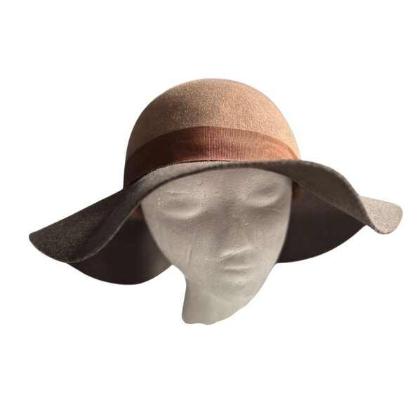 Christys Crown Collection Fedora Wide Brim Brown Wool Floppy Hat W/ Ribbon Accen - Picture 2 of 9